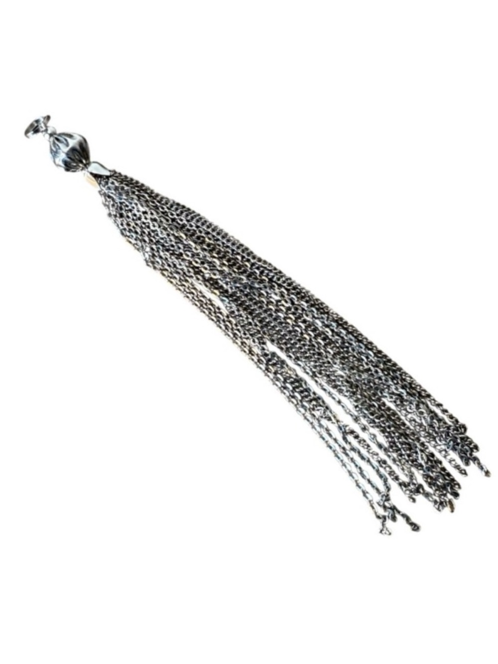 Silver Toned Tassel Pendant Charm Chains Metal Keychain Dangle